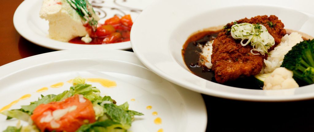 starter, main course and dessert